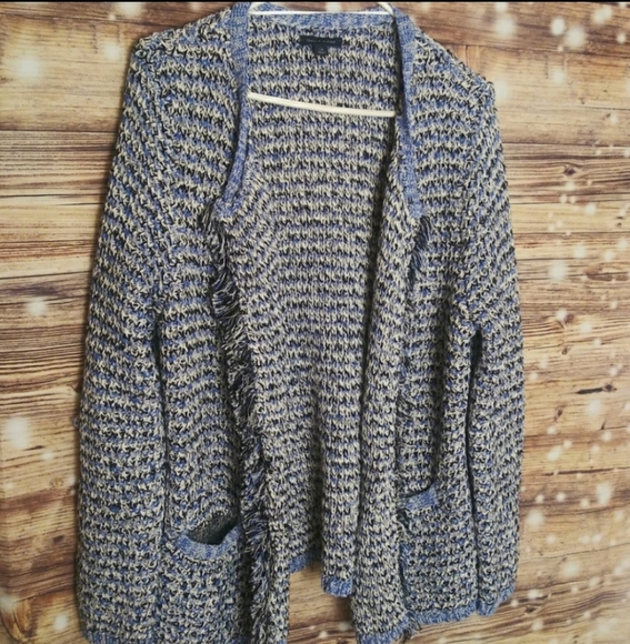 SOLD Tommy Hilfiger Blue Tweed & Fringe Cardigan - Picture 2 of 5